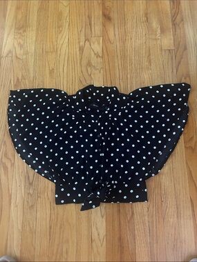 Black Polka Dot Tie-Front Batwing Sleeves  Blouse